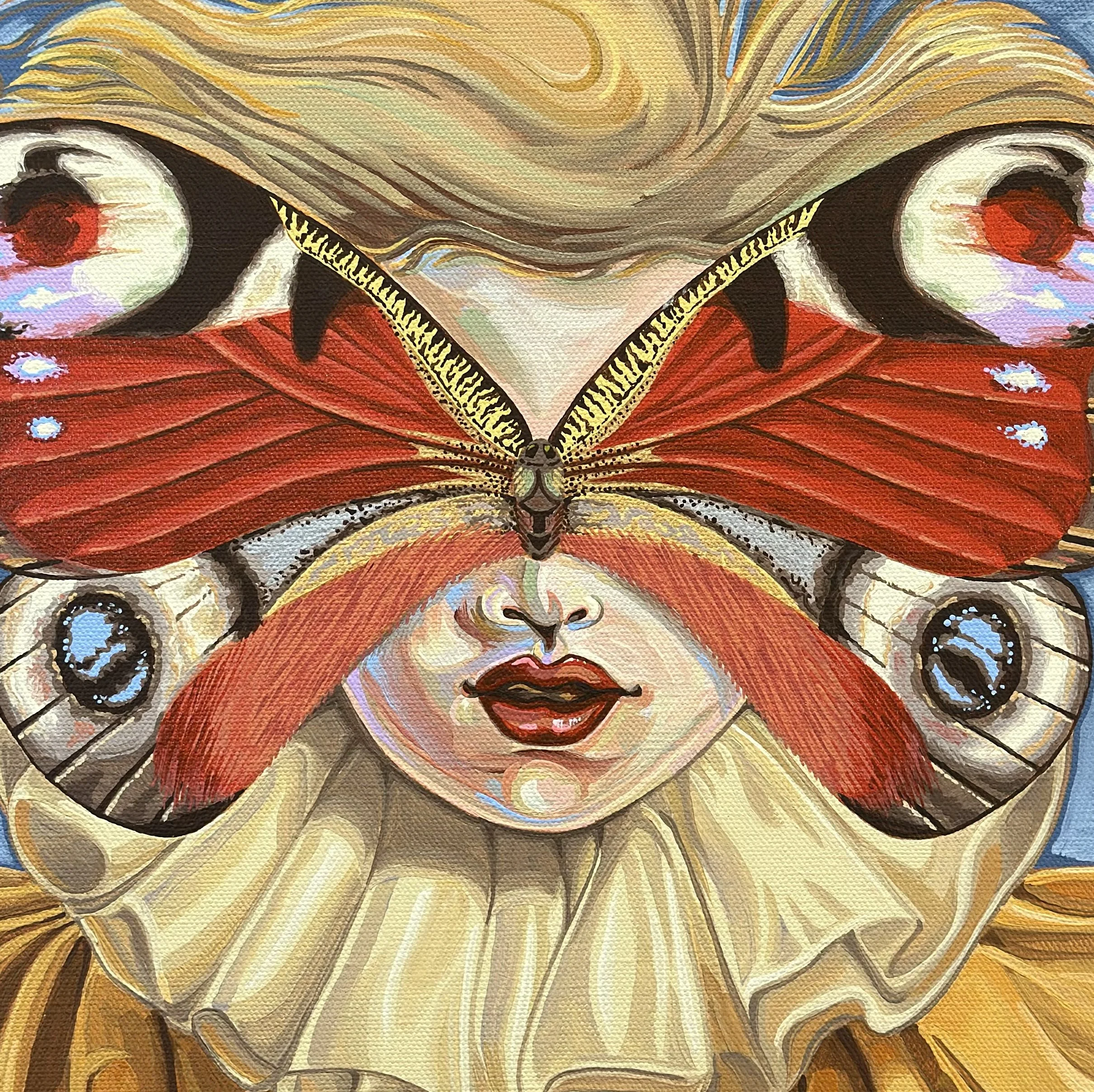 Surreal Clown and Butterfly Painting by Vanya Ryan - Lady